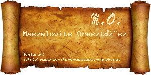 Maszalovits Oresztész névjegykártya